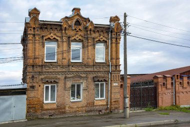 Biysk, eski tuğla ev eski şehir Estate tüccarların beklenti, Altay Kray