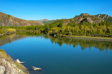 Hızlı dağ nehir Chuya birinde bir sakin geçerli, Altay Cumhuriyeti ile birkaç site