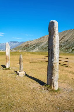 Arkeolojik salındığını stellerin Altay Cumhuriyeti Inya köyü yakınındaki