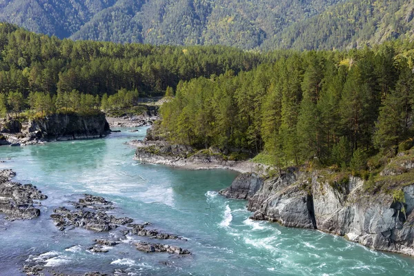 The confluence of the river Chemal in Katun — Stock Photo, Image