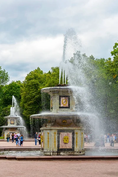Peterhof Russland August 2019 Römische Brunnen Unteren Park Peterhof Sankt — Stockfoto
