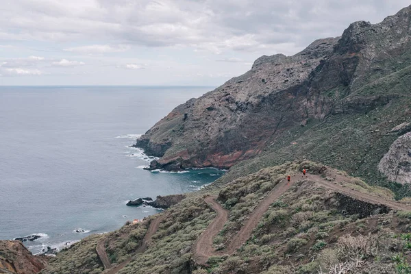 Alergătorii Trasee Aleargă Insula Tenerife Sportivi Care Aleargă Traseul Cross — Fotografie, imagine de stoc