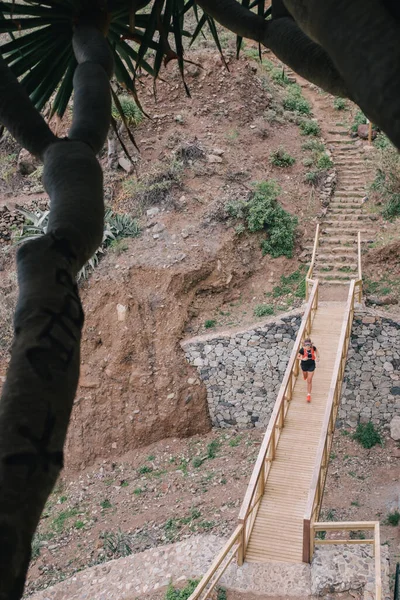 Tenerife Adası 'nda bir patika koşucusu - Stok İmaj