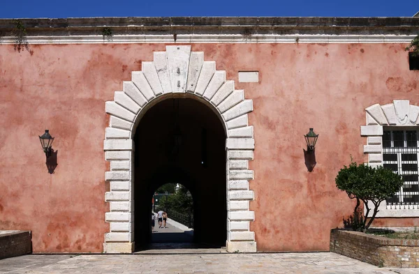 Old Corfu Fortress Entrance Summer Season — Stock Photo, Image