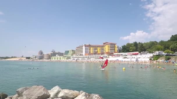 Zuidelijke Strand Van Nessebar Zomerseizoen — Stockvideo