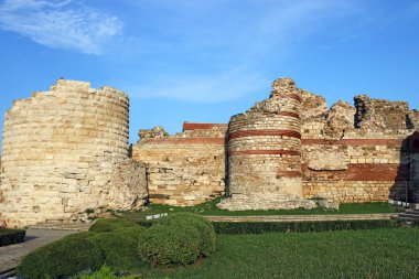 Nessebar Bulgaristan eski kale duvar kalıntıları