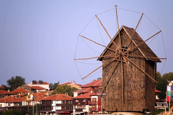 Old Wooden Windmill Landmark Nessebar Bulgaria — Stock Photo, Image