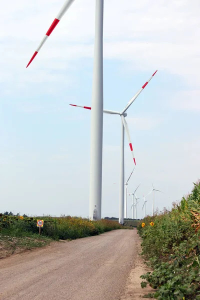 Windturbines Door Landweg — Stockfoto