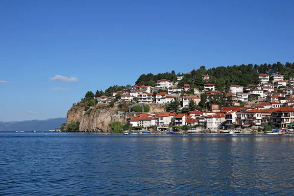 Lago Ohrid y casco antiguo paisaje urbano Macedonia — Foto de Stock