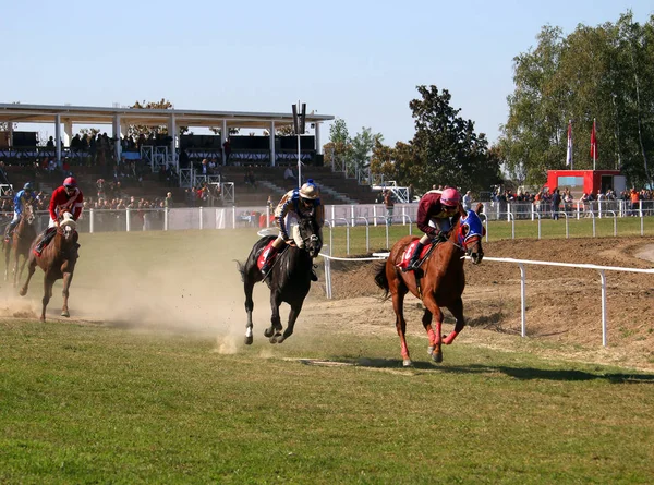 Ras Hästar Med Jockeyer Och Hästar Hippodrome — Stockfoto