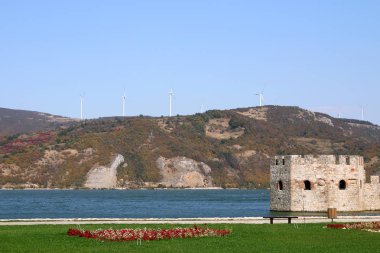 Eski Golubac kalesine Danube Nehri manzara