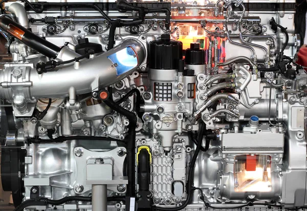 Těžký Nákladní Automobil Dieselový Motor Zblízka — Stock fotografie