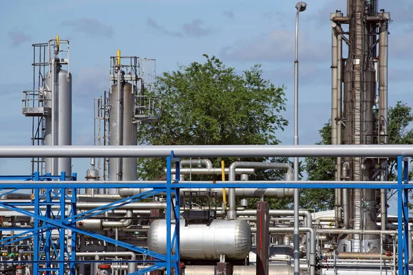 Raffinaderiet Petrokemiska Anläggningar Oljeindustrin — Stockfoto