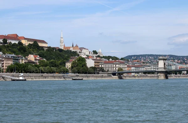 Puente Cadena Bastión Pescadores Budapest Paisaje Urbano Hungría — Foto de Stock