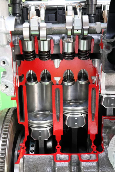 ピストンとバルブの車エンジン詳細 — ストック写真