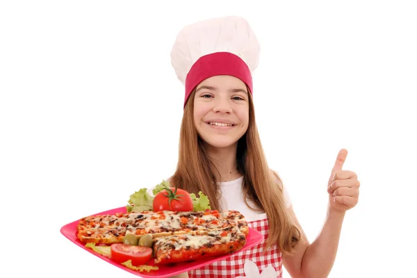 Happy Girl Cook Sandwiches Plate Thumb — Stock Photo, Image