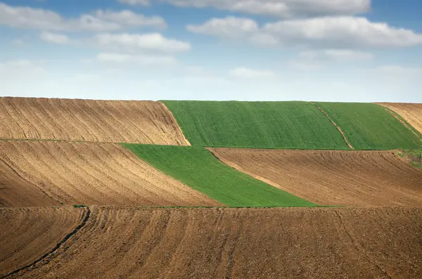 Campo arato in primavera terreni agricoli paesaggio agricoltura — Foto Stock