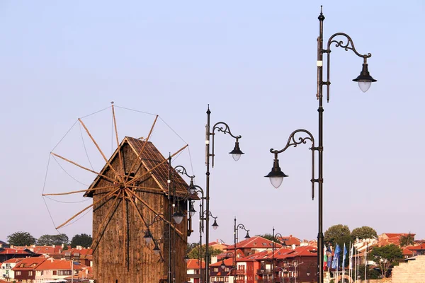 Old wooden windmill landmark Nessebar Bulgaria — Stock Photo, Image