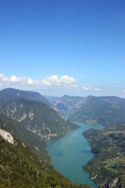 bakış açısı Banjska stena Tara dağ ve Drina nehir manzara 