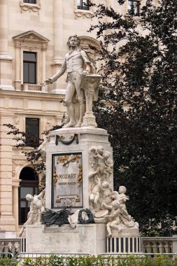 Statue of Wolfgang Amadeus Mozart in Burggarten park Vienna 