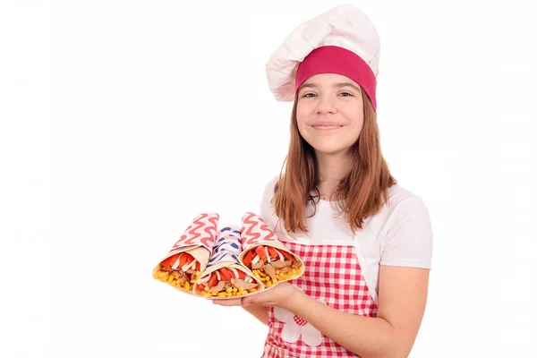 Щаслива дівчина готує з гіроскопами піта — стокове фото