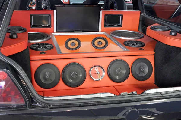 Samochodowy potężny system stereo audio Custom — Zdjęcie stockowe