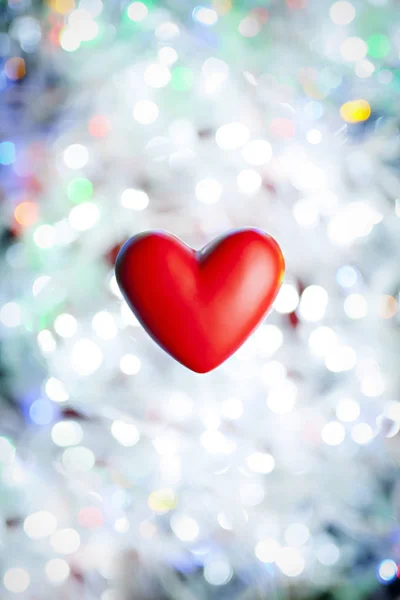 Red Heart Background Blurred Lights — Stock Photo, Image