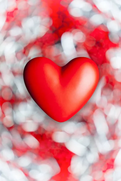 Corazón Rojo Sobre Fondo Bokeh Abstracto — Foto de Stock