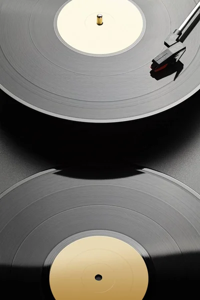 Two vinyl record on black background — Stock Photo, Image