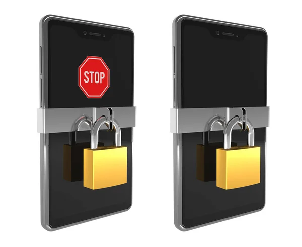 Smartphone Cell Phone Padlock Phone Lock Symbol Access Lock Two — Stock Photo, Image
