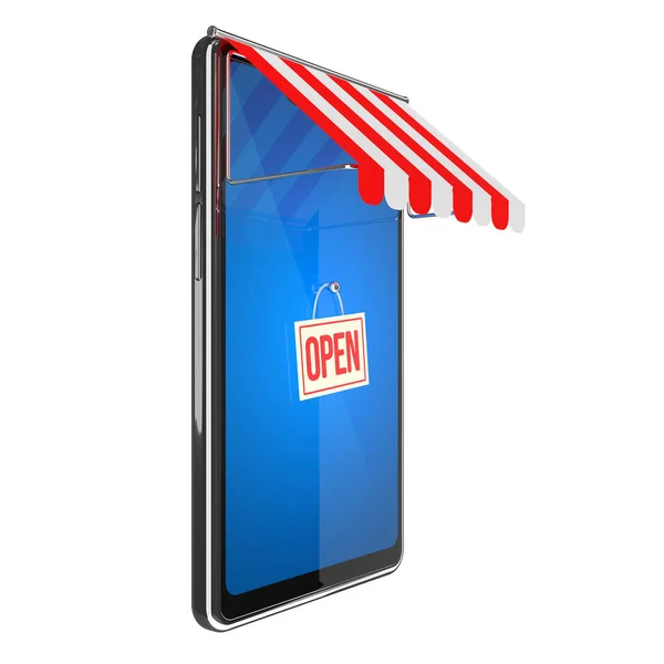 Internet Shopping Concept Σύμβολο Της Κινητής Online Αγοράς Smartphone Κατάστημα — Φωτογραφία Αρχείου