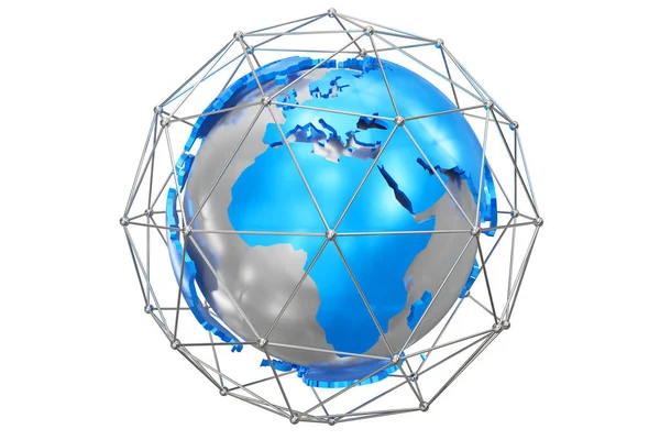 全球作为全球互联网网络象征的模型 3D图解 — 图库照片