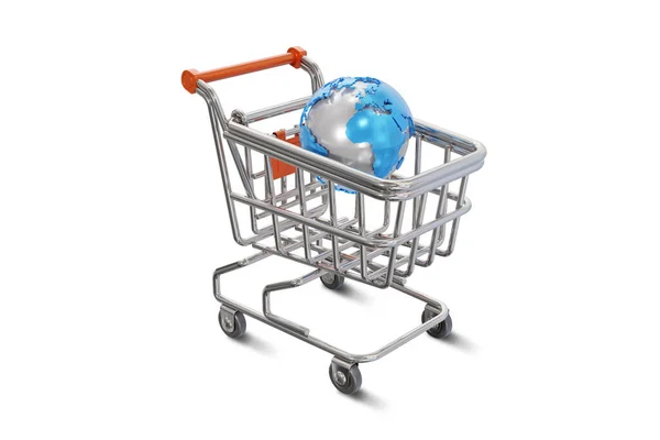 Commerce Symbol Shopping Cart Earth Model Illustration Symbolizing Concept International Stock Image