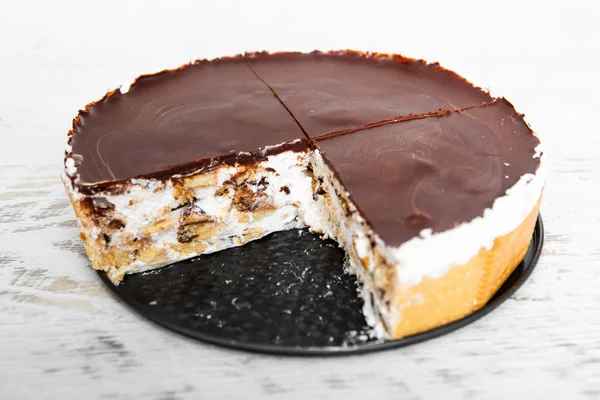 Gâteau Chocolat Crème Fait Maison — Photo