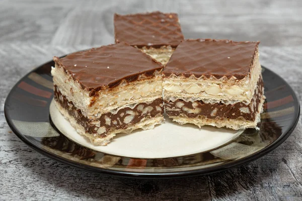 Bolachas Saborosas Com Nozes Baunilha Chocolate Creme Doce — Fotografia de Stock