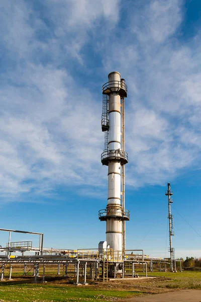 Термоокислювач Система Факела Газовому Полі — стокове фото