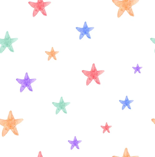 Fundo Aquarela Com Estrelas Coloridas — Fotografia de Stock