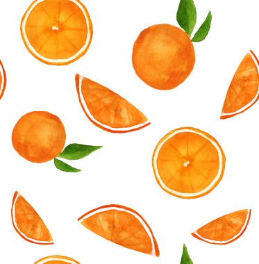 Suluboya el çekilmiş yaz Dikişsiz desen portakal ile.