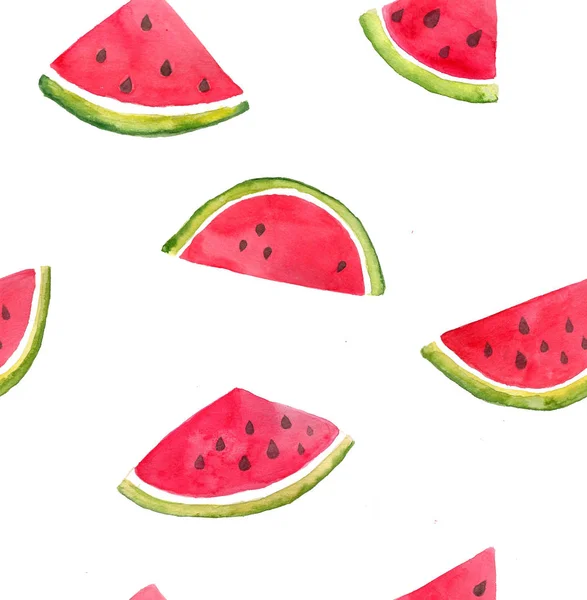 Aquarel Naadloze Patroon Met Watermeloen Hand Getekende Ontwerp Stijl Van — Stockfoto