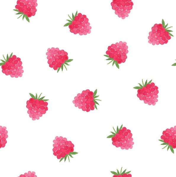 Watercolor Raspberry Design Hand Drawn Seamless Pattern — Stock Photo, Image