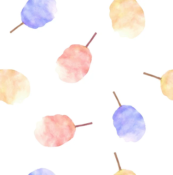Watercolor Illustration Colorful Pink Blue Vanilla Cotton Candies — Stock Photo, Image