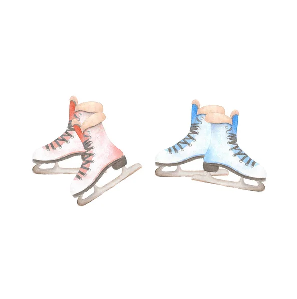 Watercolor Figure Skating Set Hand Drawn Illustration — Stock Photo, Image