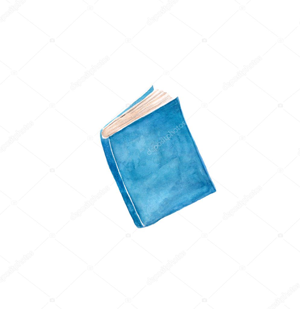 Watercolor book logotype, hand drawn design.