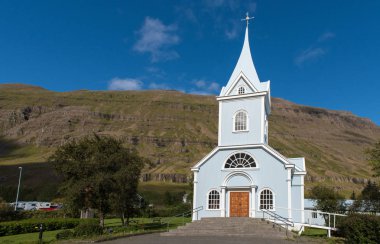 Seydisfjordur, İzlanda, Seydisfjordur, İzlanda'daki mavi Kilisesi.