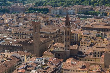 Floransa ve Piazza della Signoria Floransa, İtalya Palazzo Vecchio hava görünümünü. Mimari ve Floransa Simgesel Yapı.