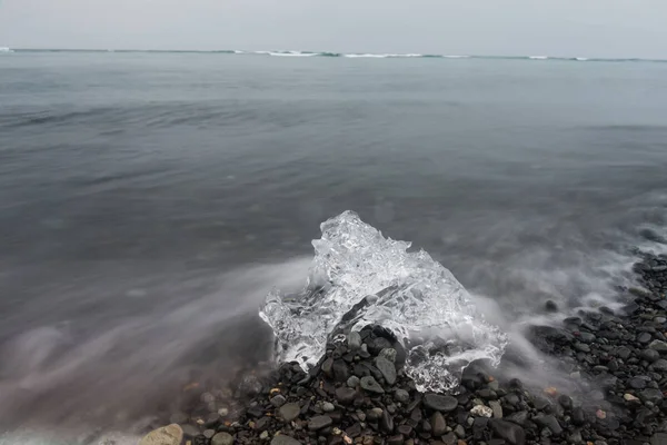 Jokulsarlon Gletscherlagune Schwarzer Strand Sanddiamanten Island — Stockfoto