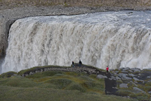 Lodích Detifoss Vodopád Létě Island — Stock fotografie