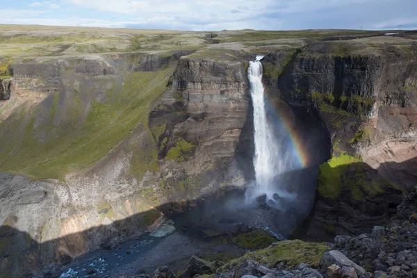 Cachoeira Haifoss Centro Islândia — Fotografia de Stock