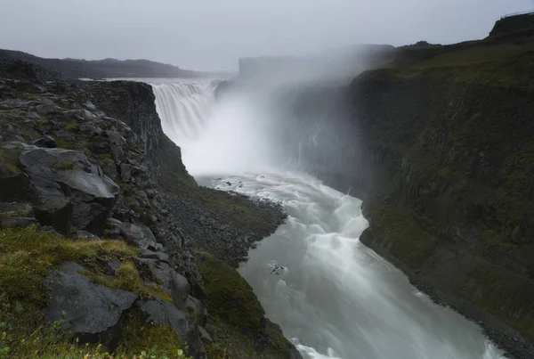 Islanda Cascata Dettifoss Vista Pomeridiana Dopo Forti Piogge Lunga Esposizione — Foto Stock