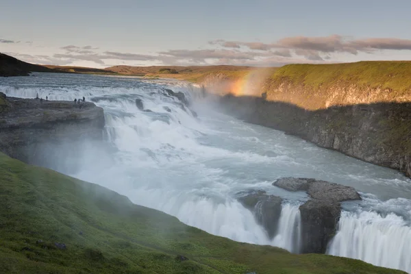 Incroyable Cascade Gullfoss Avec Arc Ciel Islande — Photo
